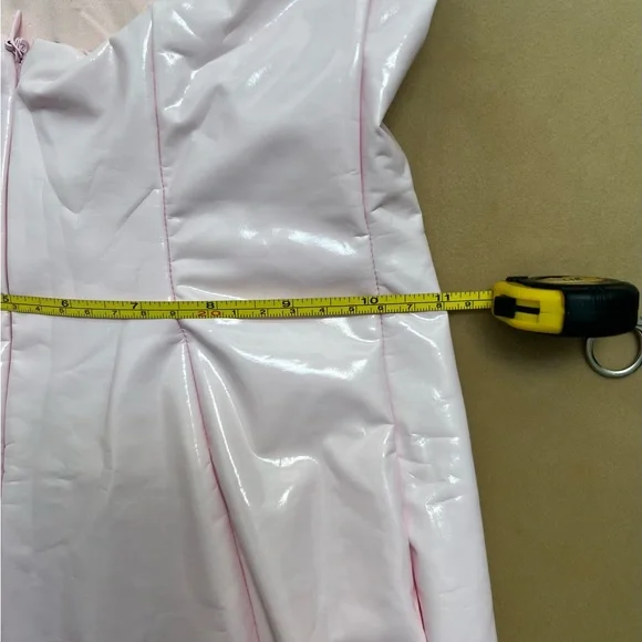 **SOLD*** Oh Polly Pastel Pink Vinyl Bodycon Mini Dress - Picture 9 of 10